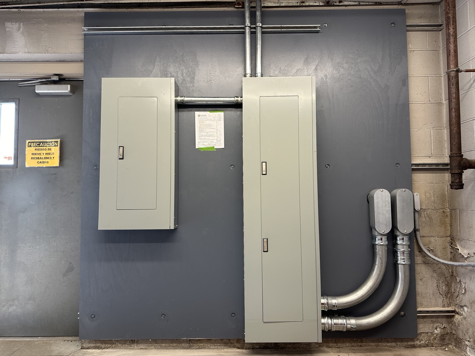 Completed commercial electrical service equipment and panels