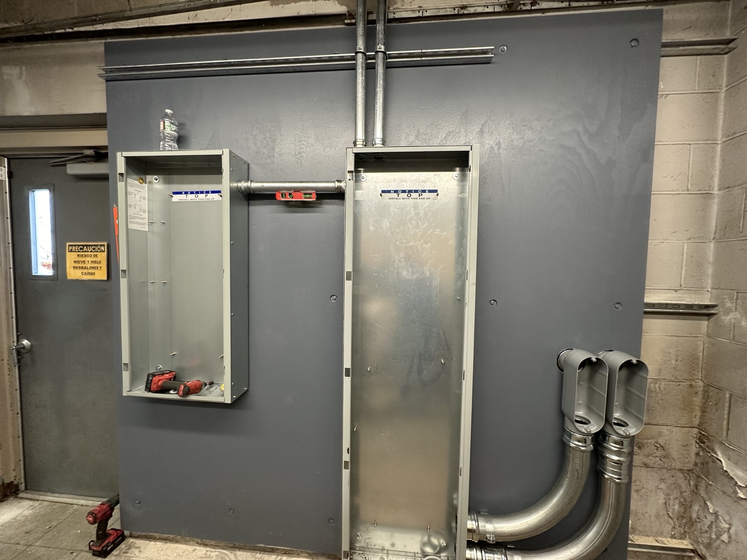 Commercial electrical service installation in progress