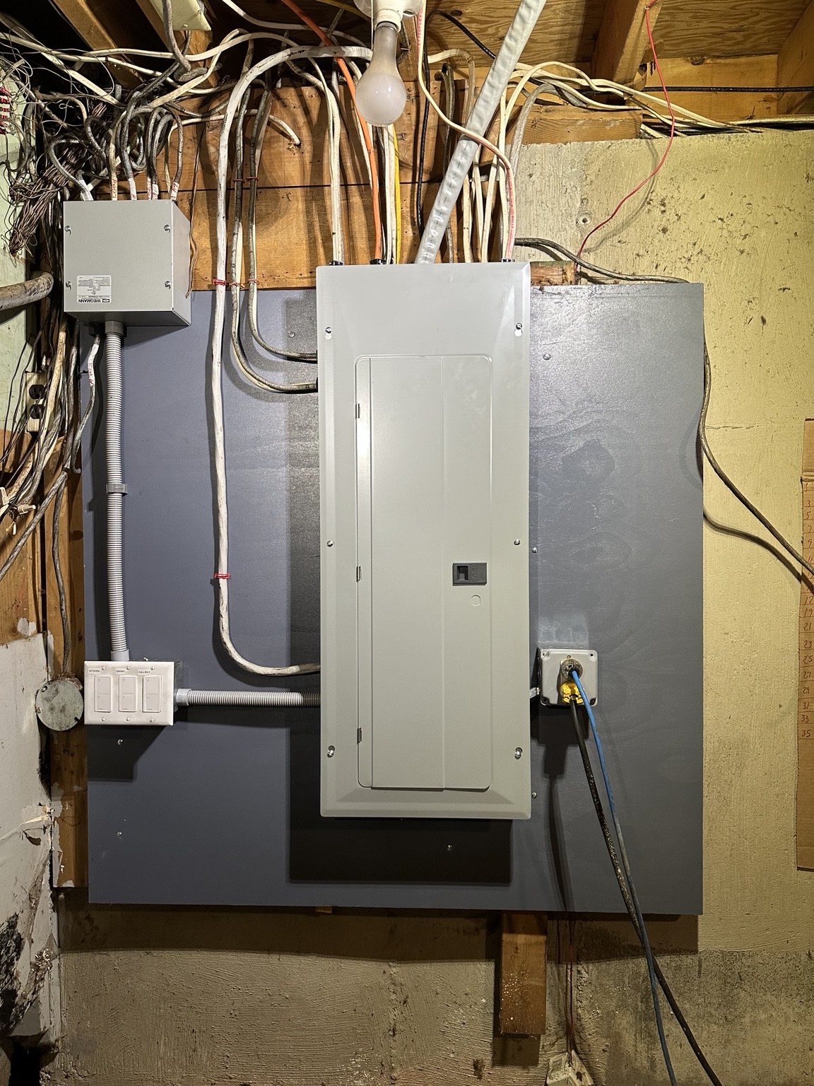 New residential electrical panel after service upgrade